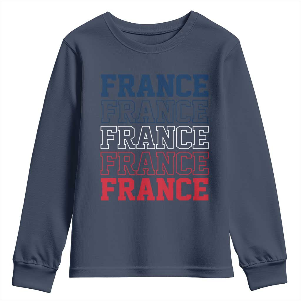 France Pride French Flag Patriotic Supporter Youth Sweatshirt TS12 Navy Print Your Wear
