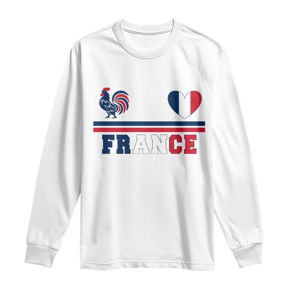 Patriotic France Soccer Fan Long Sleeve Shirt Fierté Football Française TS12 White Print Your Wear