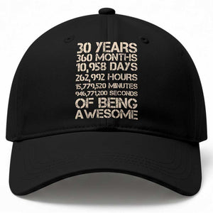 Vintage 30th Birthday Gift Baseball Cap 30 Years Of Being Awesome TS12 Print Your Wear