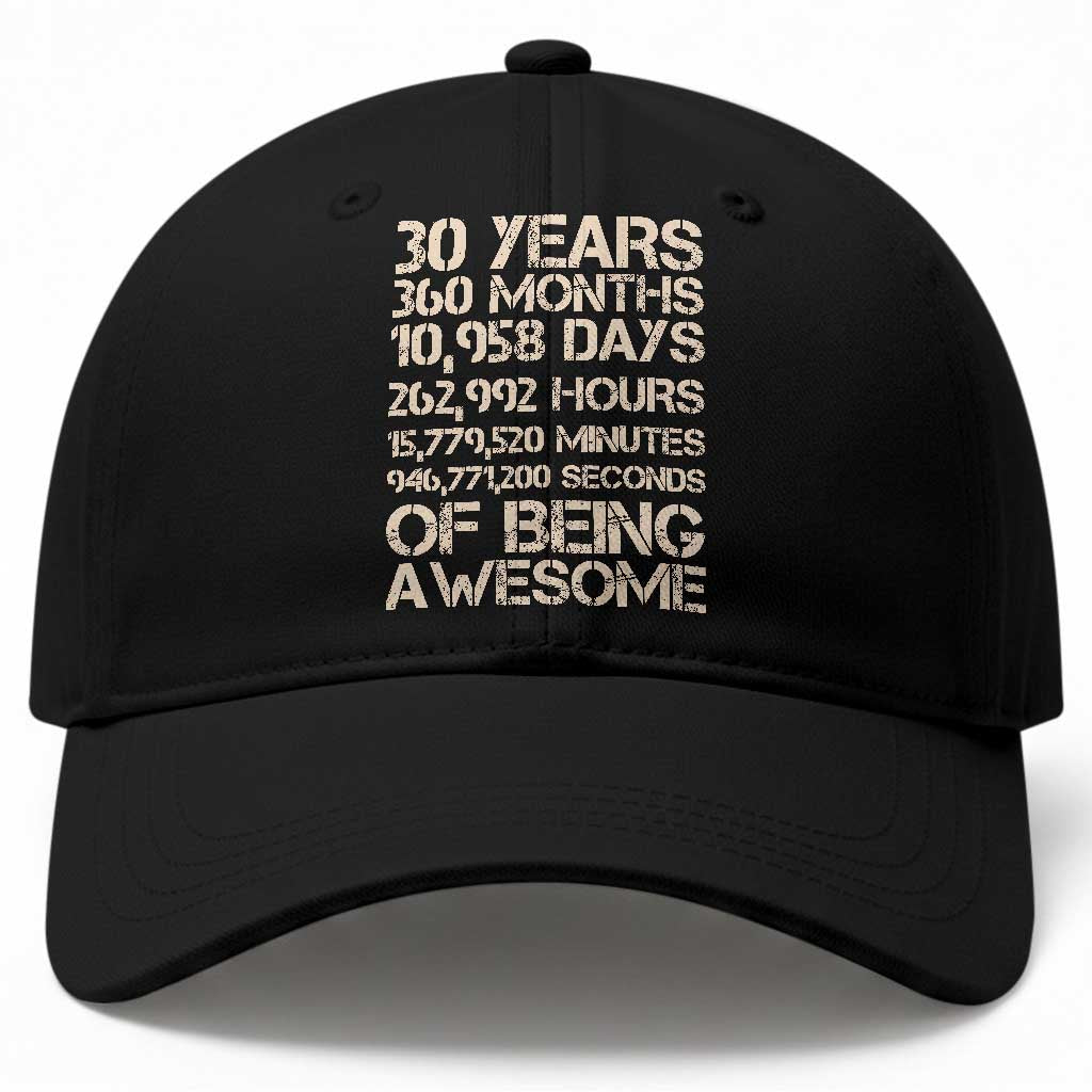 Vintage 30th Birthday Gift Baseball Cap 30 Years Of Being Awesome TS12 Print Your Wear