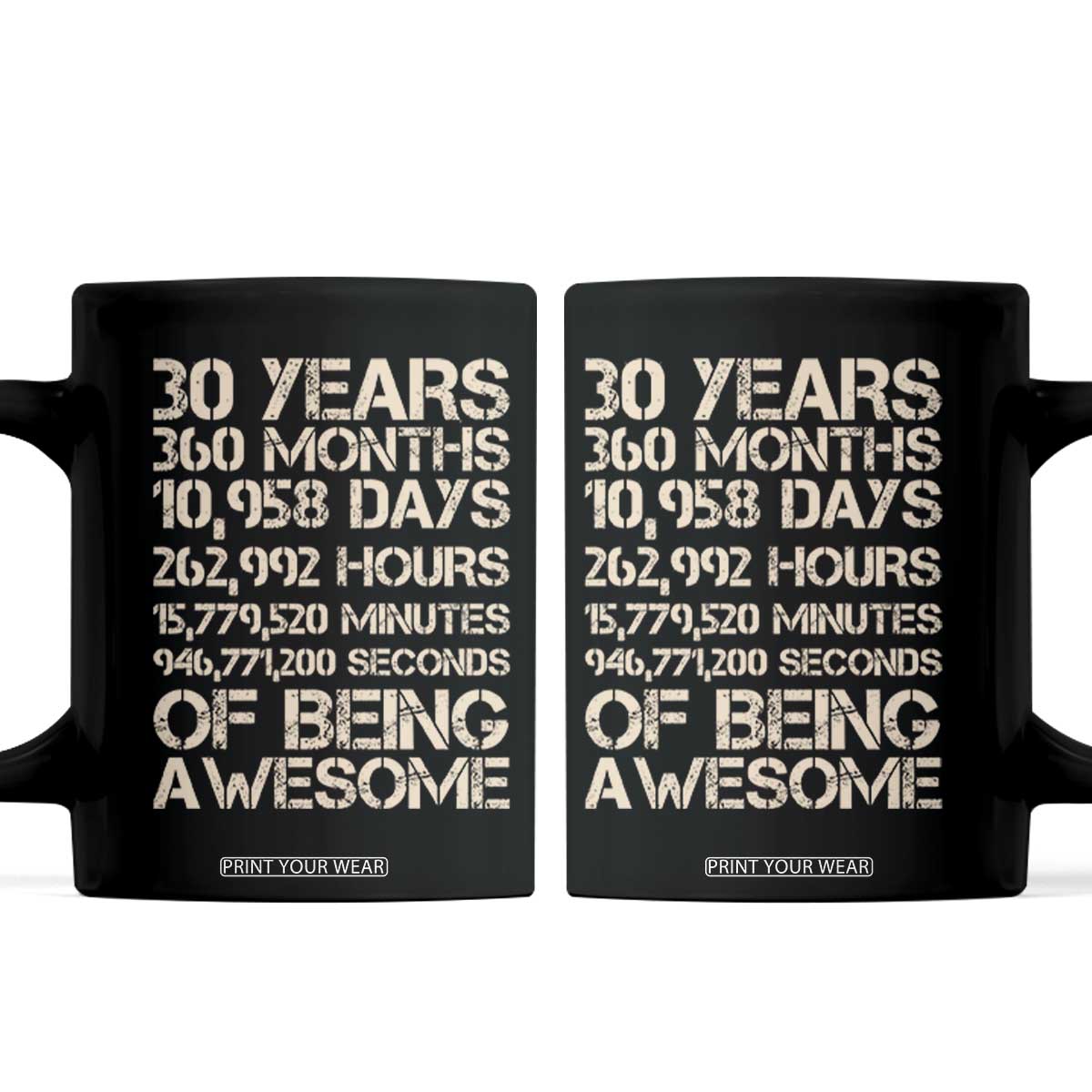 Vintage 30th Birthday Gift Coffee Mug 30 Years Of Being Awesome TS12 Black Print Your Wear
