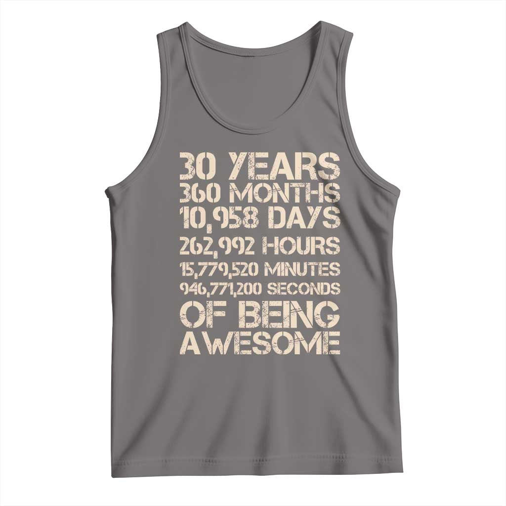 Vintage 30th Birthday Gift Tank Top 30 Years Of Being Awesome TS12 Deep Heather Print Your Wear