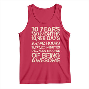 Vintage 30th Birthday Gift Tank Top 30 Years Of Being Awesome TS12 Red Print Your Wear