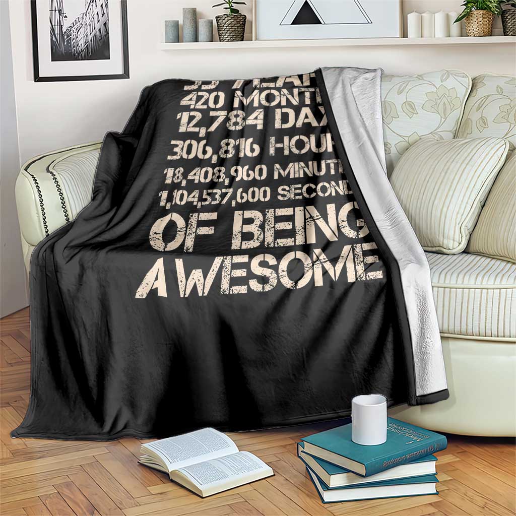 Vintage 35th Birthday Gift Throw Blanket 35 Years Of Being Awesome TS12 Print Your Wear