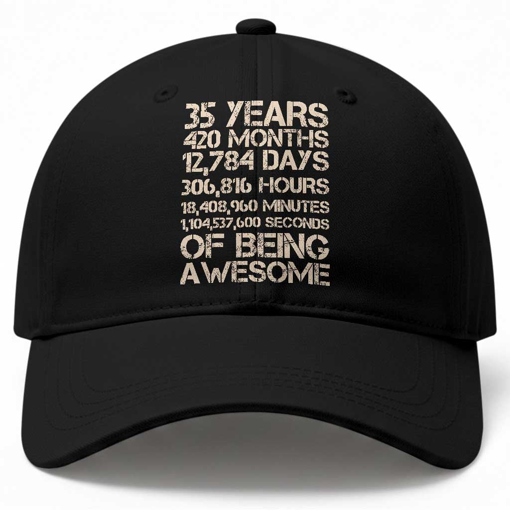 Vintage 35th Birthday Gift Baseball Cap 35 Years Of Being Awesome TS12 Print Your Wear