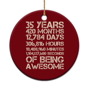Vintage 35th Birthday Gift Ceramic Ornament 35 Years Of Being Awesome TS12 1pc Red Print Your Wear
