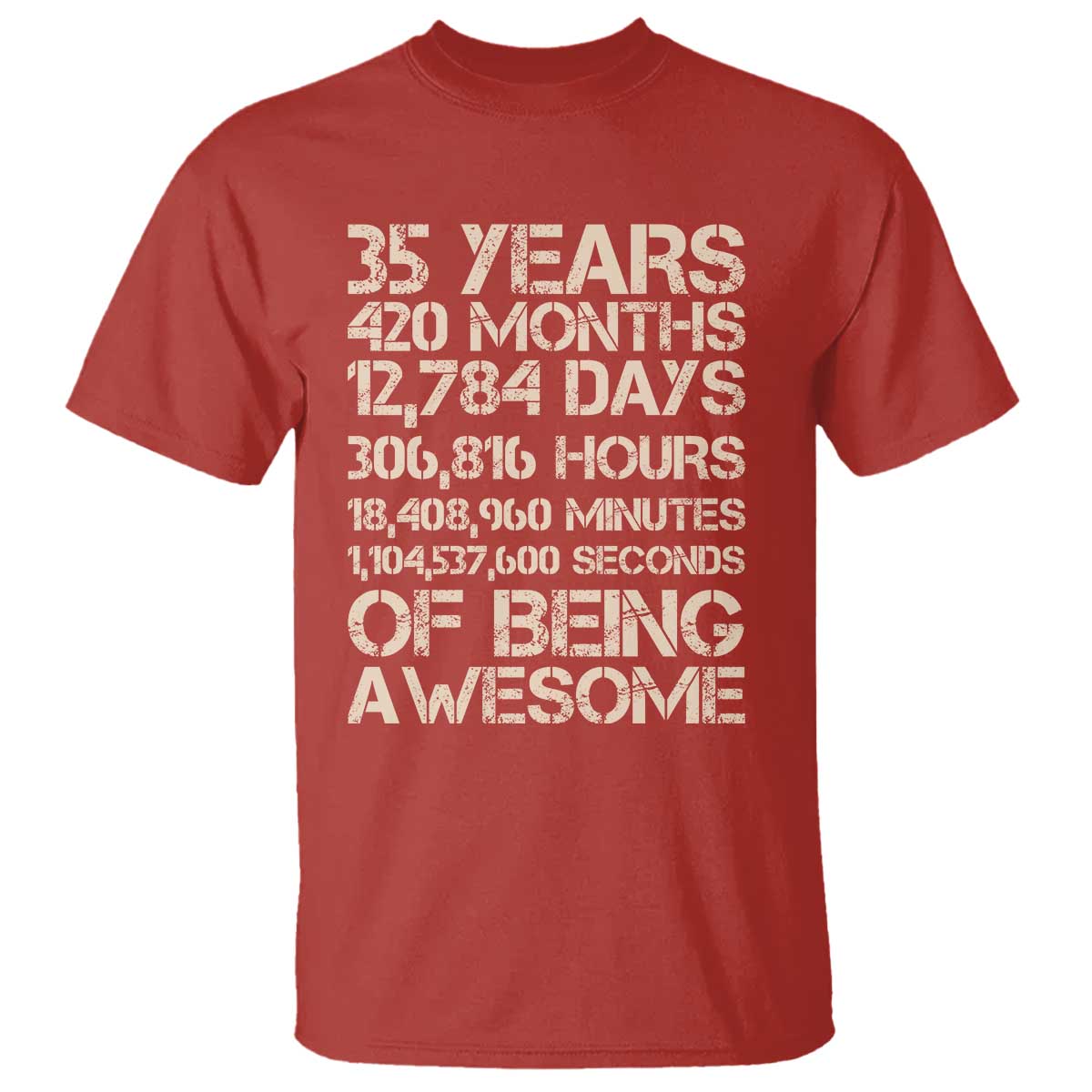 Vintage 35th Birthday Gift T Shirt 35 Years Of Being Awesome TS12 Red Print Your Wear