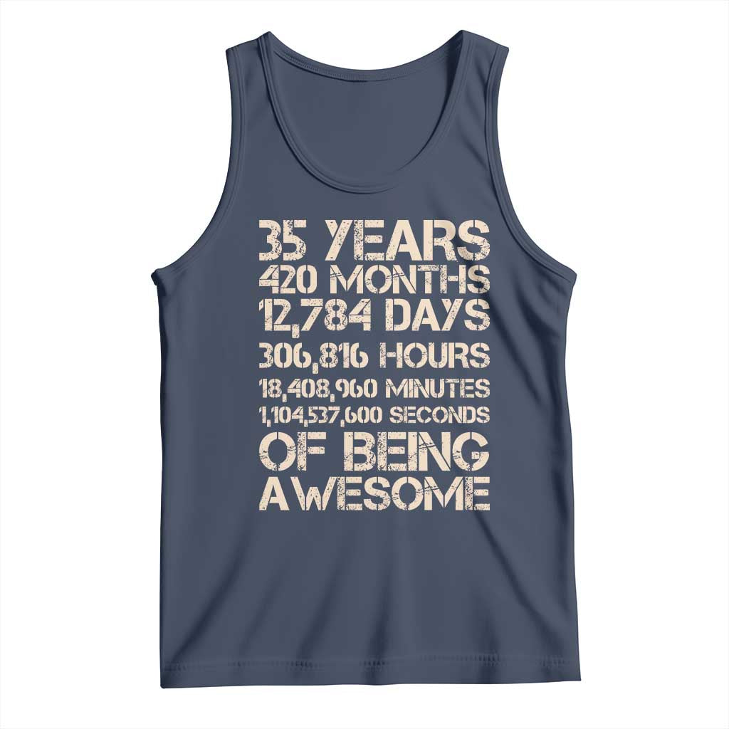 Vintage 35th Birthday Gift Tank Top 35 Years Of Being Awesome TS12 Navy Print Your Wear