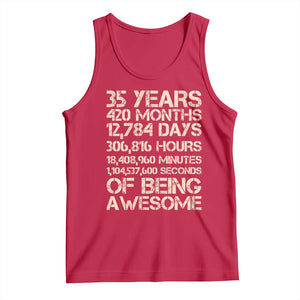 Vintage 35th Birthday Gift Tank Top 35 Years Of Being Awesome TS12 Red Print Your Wear