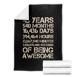 Vintage 45th Birthday Gift Throw Blanket 45 Years Of Being Awesome TS12 Black Print Your Wear
