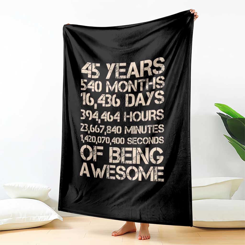 Vintage 45th Birthday Gift Throw Blanket 45 Years Of Being Awesome TS12 Print Your Wear