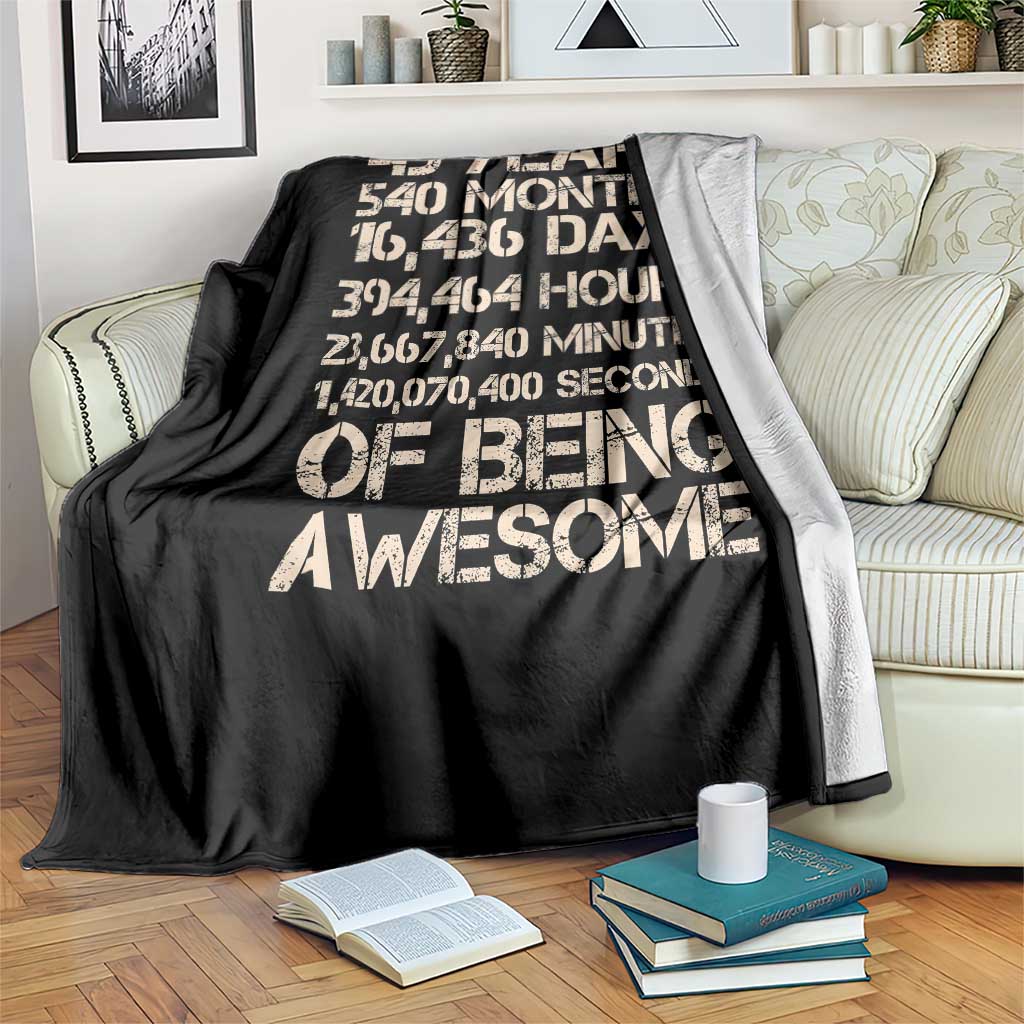 Vintage 45th Birthday Gift Throw Blanket 45 Years Of Being Awesome TS12 Print Your Wear