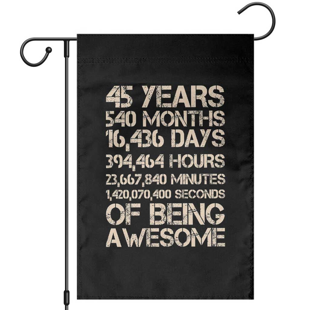 Vintage 45th Birthday Gift Garden Flag 45 Years Of Being Awesome TS12 Black Print Your Wear