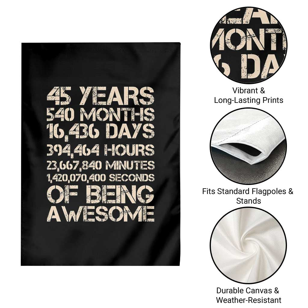 Vintage 45th Birthday Gift Garden Flag 45 Years Of Being Awesome TS12 Print Your Wear