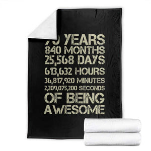 Vintage 70th Birthday Gift Throw Blanket 70 Years Of Being Awesome TS12 Black Print Your Wear
