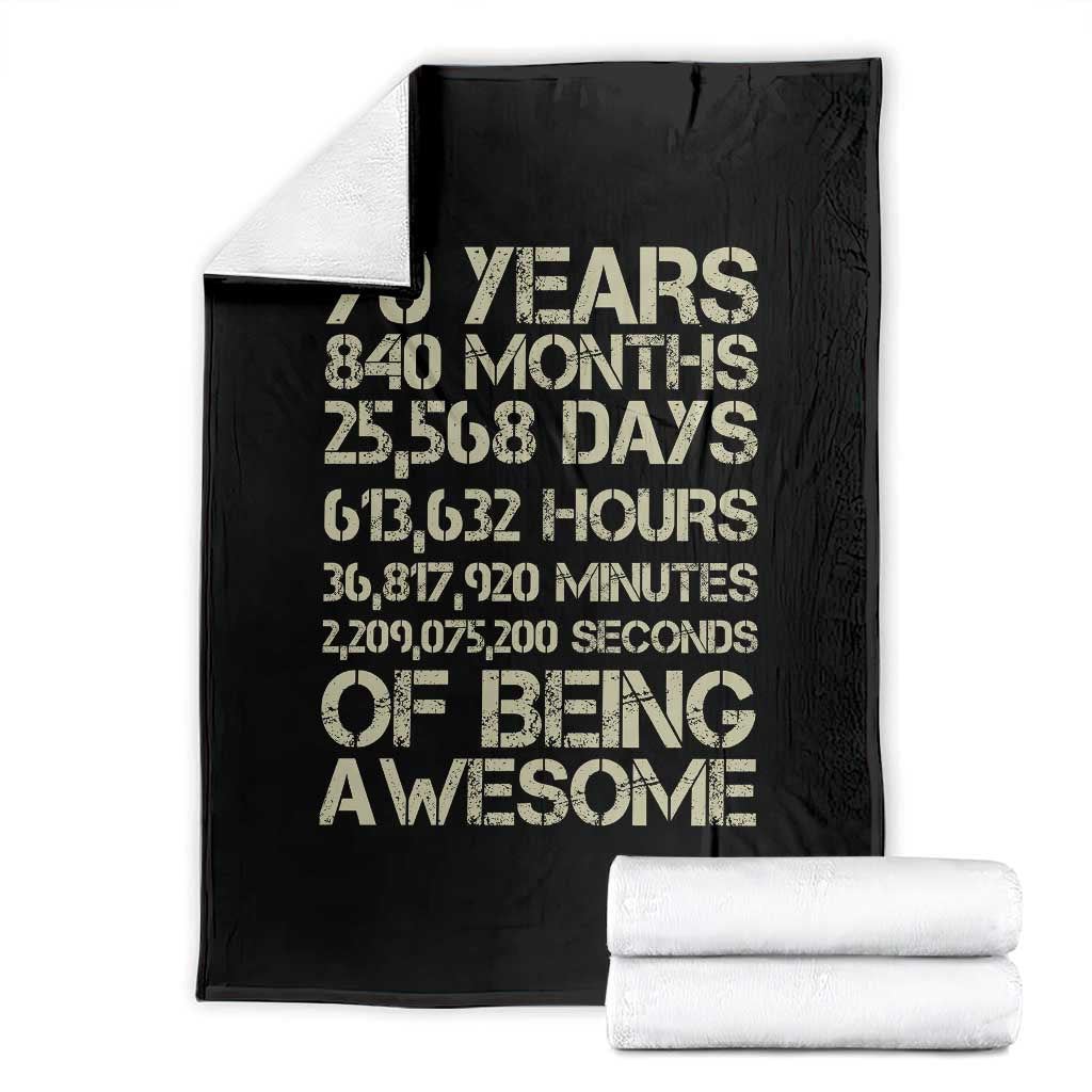 Vintage 70th Birthday Gift Throw Blanket 70 Years Of Being Awesome TS12 Black Print Your Wear