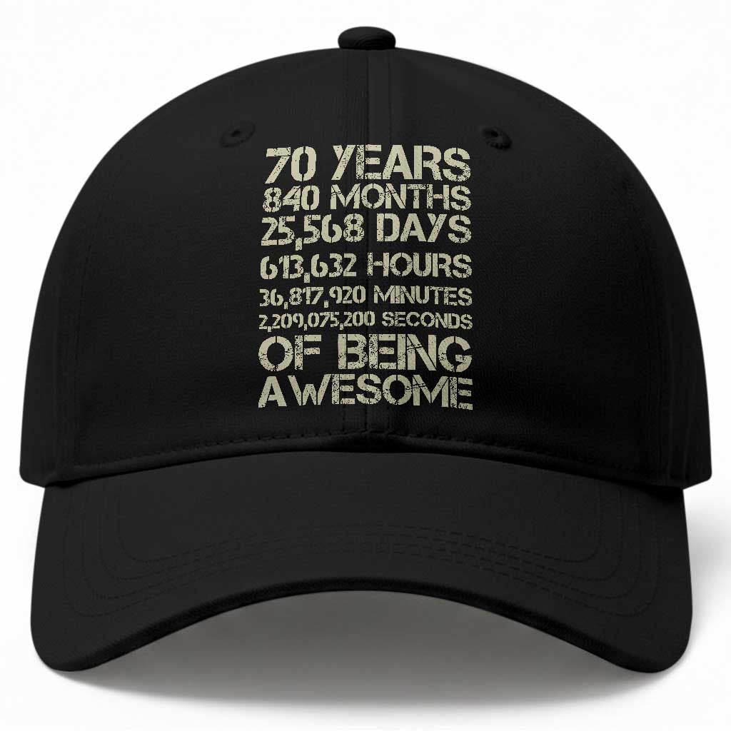 Vintage 70th Birthday Gift Baseball Cap 70 Years Of Being Awesome TS12 Print Your Wear