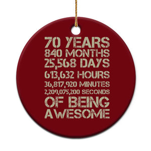 Vintage 70th Birthday Gift Ceramic Ornament 70 Years Of Being Awesome TS12 1pc Red Print Your Wear