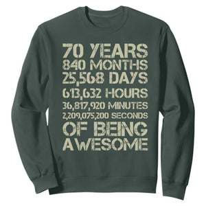 Vintage 70th Birthday Gift Sweatshirt 70 Years Of Being Awesome TS12 Dark Forest Green Print Your Wear