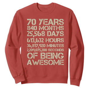 Vintage 70th Birthday Gift Sweatshirt 70 Years Of Being Awesome TS12 Red Print Your Wear
