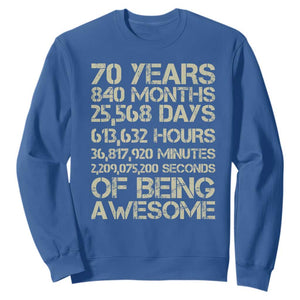 Vintage 70th Birthday Gift Sweatshirt 70 Years Of Being Awesome TS12 Royal Blue Print Your Wear