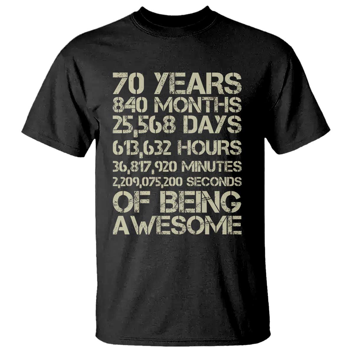 Vintage 70th Birthday Gift T Shirt 70 Years Of Being Awesome TS12 Black Print Your Wear