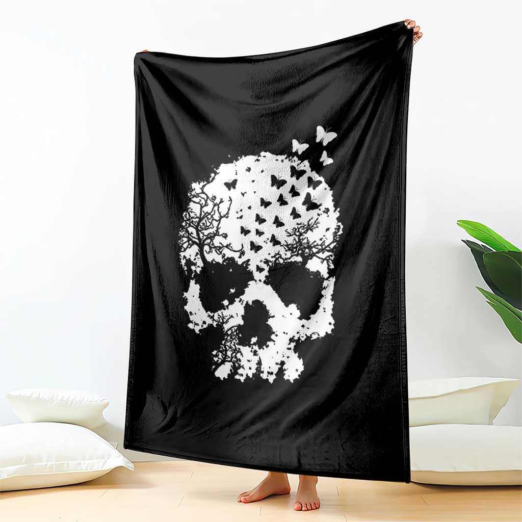 Dark Gothic Graphic Skull Floral Butterfly Throw Blanket TS12 Print Your Wear