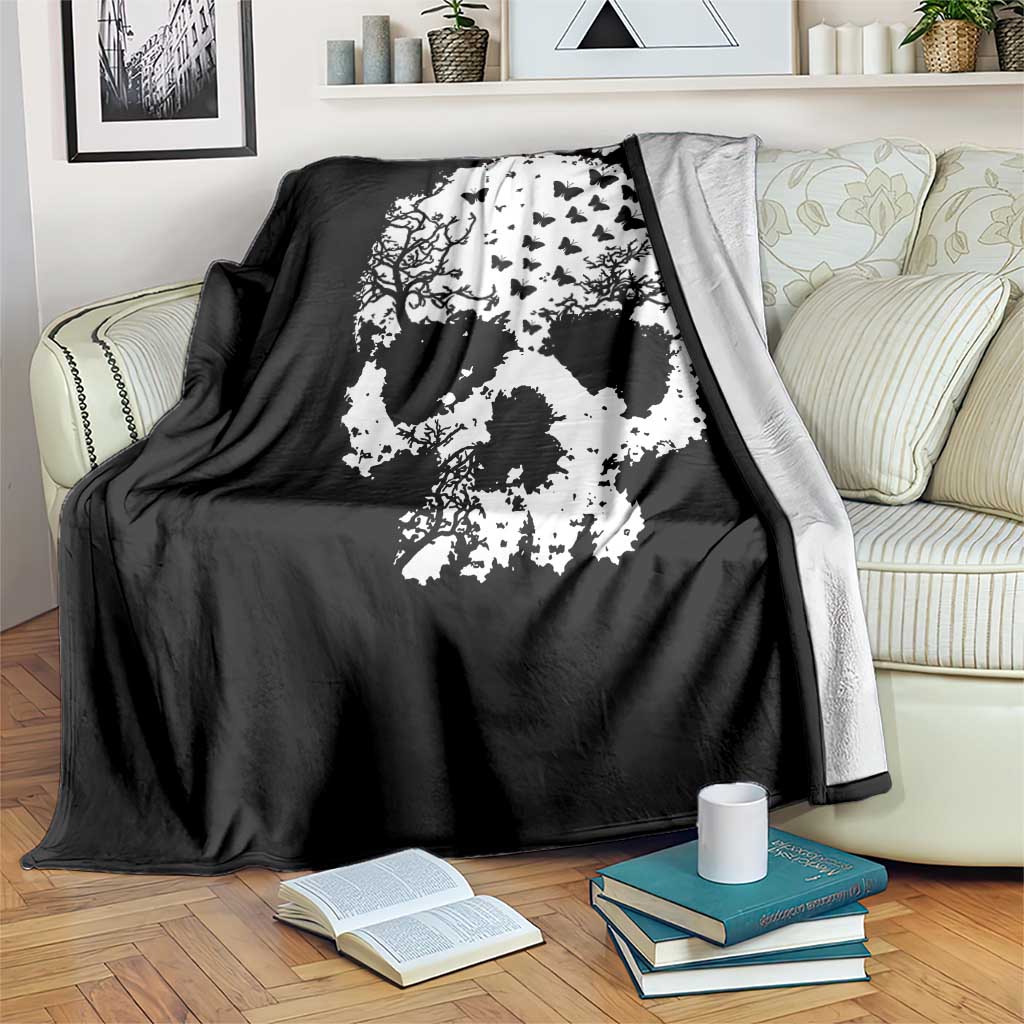 Dark Gothic Graphic Skull Floral Butterfly Throw Blanket TS12 Print Your Wear