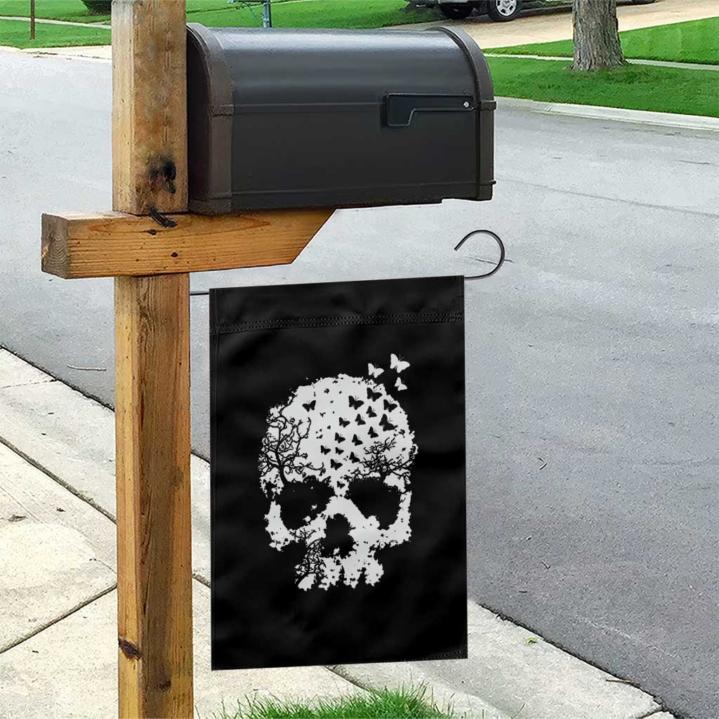 Dark Gothic Graphic Skull Floral Butterfly Garden Flag TS12 Print Your Wear
