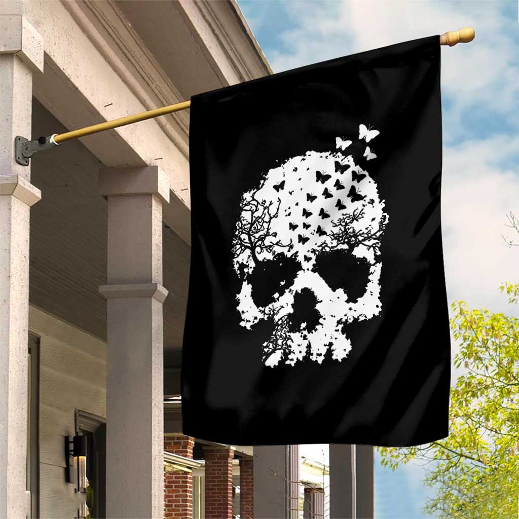 Dark Gothic Graphic Skull Floral Butterfly Garden Flag TS12 Print Your Wear