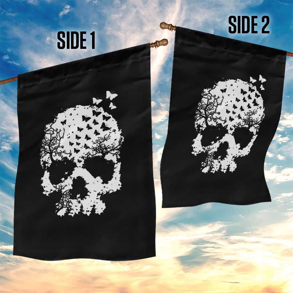 Dark Gothic Graphic Skull Floral Butterfly Garden Flag TS12 Print Your Wear