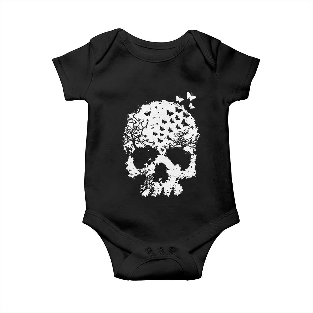 Dark Gothic Graphic Skull Floral Butterfly Baby Onesie TS12 Black Print Your Wear