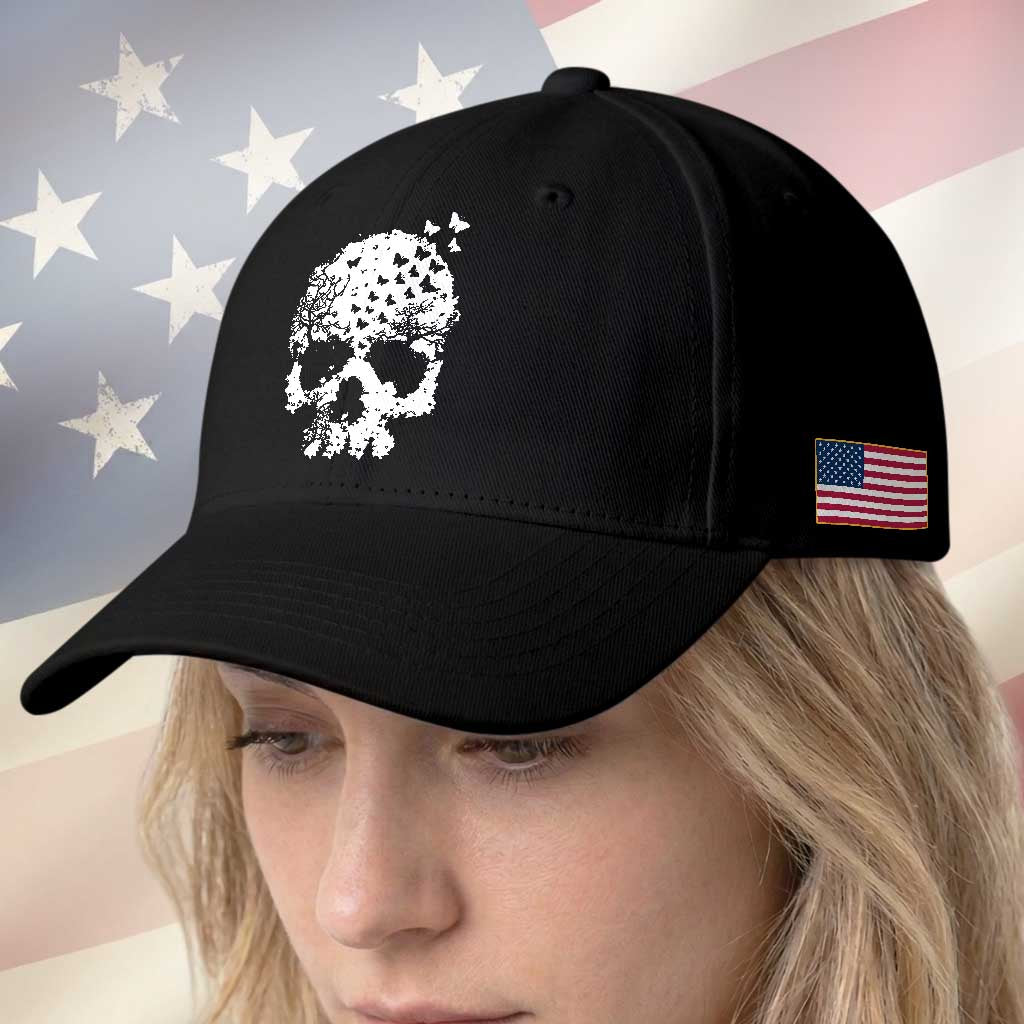 Dark Gothic Graphic Skull Floral Butterfly Baseball Cap TS12 Print Your Wear