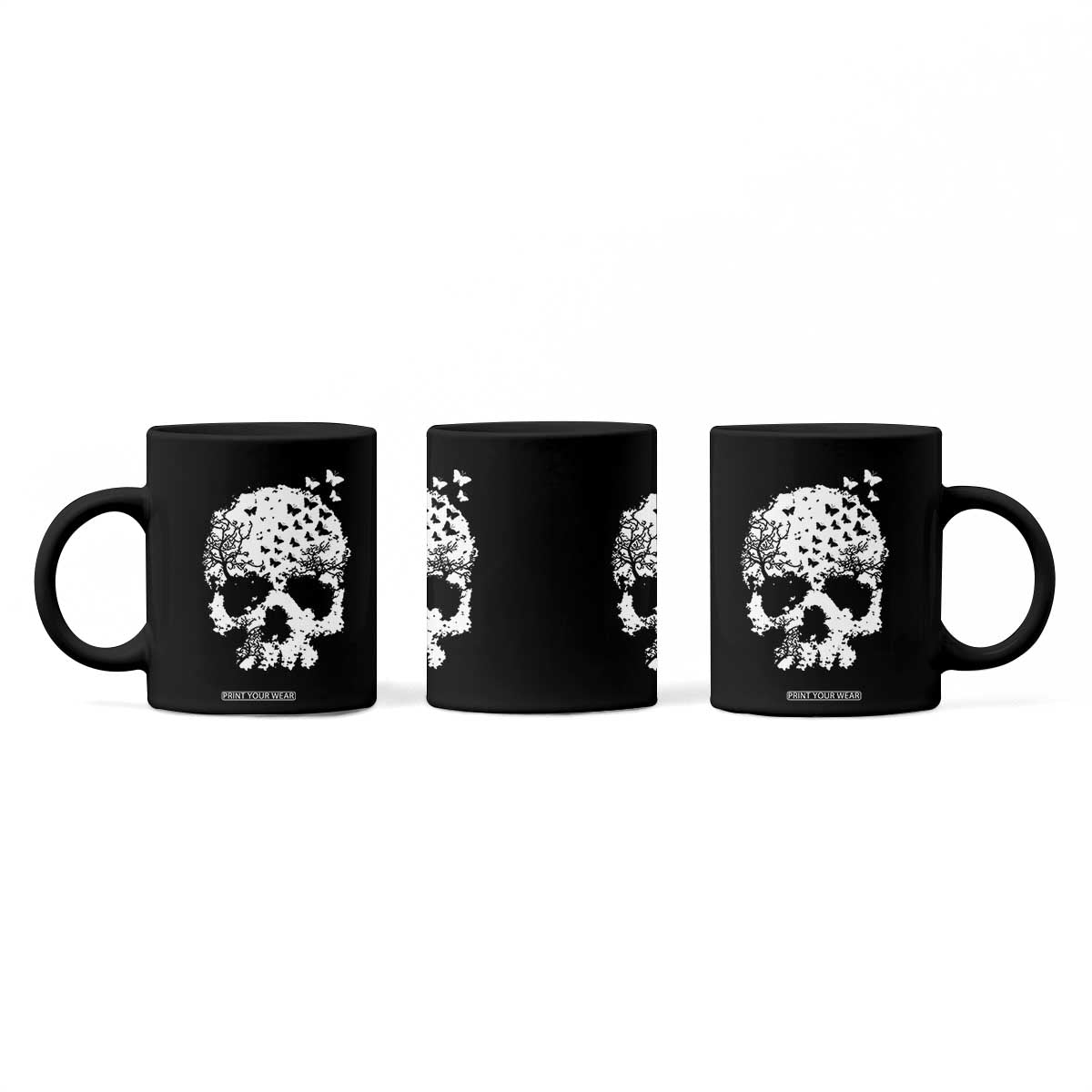 Dark Gothic Graphic Skull Floral Butterfly Coffee Mug TS12 Print Your Wear