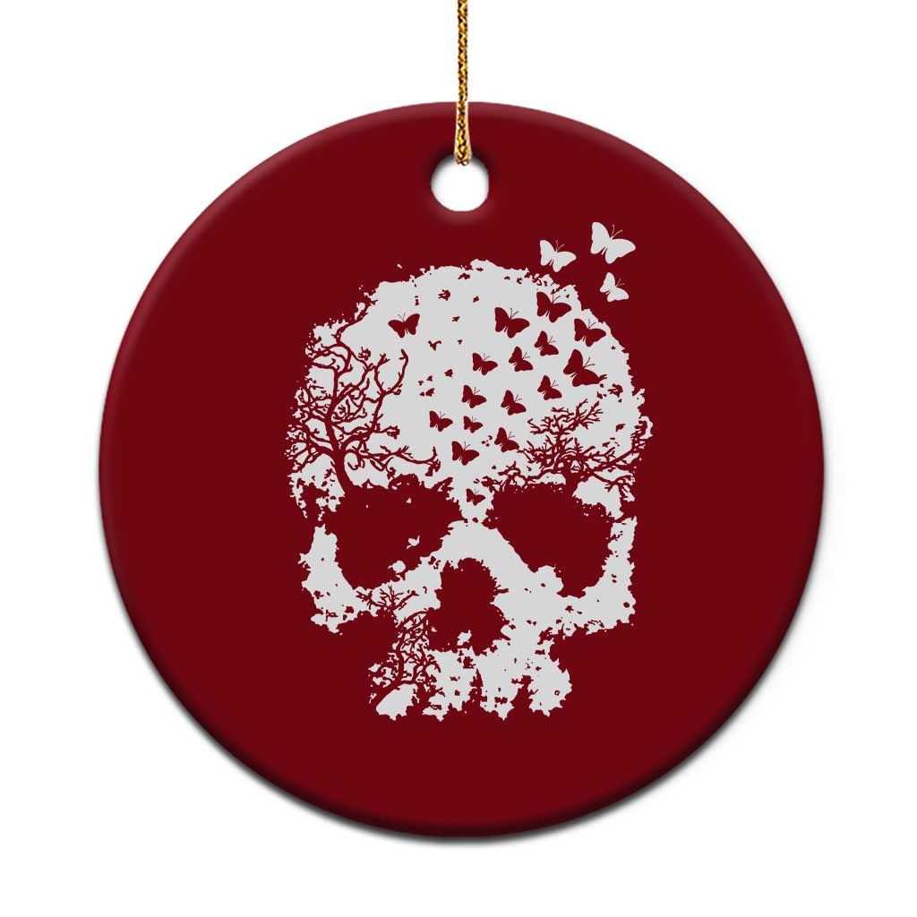 Dark Gothic Graphic Skull Floral Butterfly Ceramic Ornament TS12 1pc Red Print Your Wear