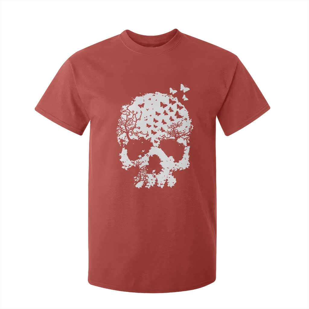 Dark Gothic Graphic Skull Floral Butterfly T Shirt For Kid TS12 Red Print Your Wear