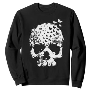 Dark Gothic Graphic Skull Floral Butterfly Sweatshirt TS12 Black Print Your Wear