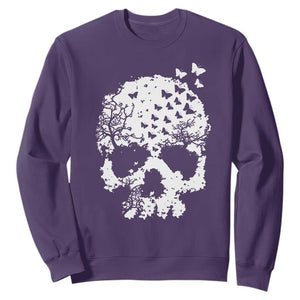 Dark Gothic Graphic Skull Floral Butterfly Sweatshirt TS12 Purple Print Your Wear