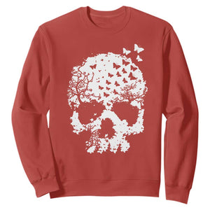 Dark Gothic Graphic Skull Floral Butterfly Sweatshirt TS12 Red Print Your Wear