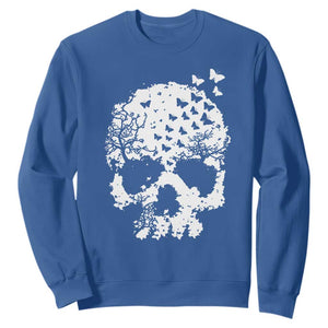 Dark Gothic Graphic Skull Floral Butterfly Sweatshirt TS12 Royal Blue Print Your Wear