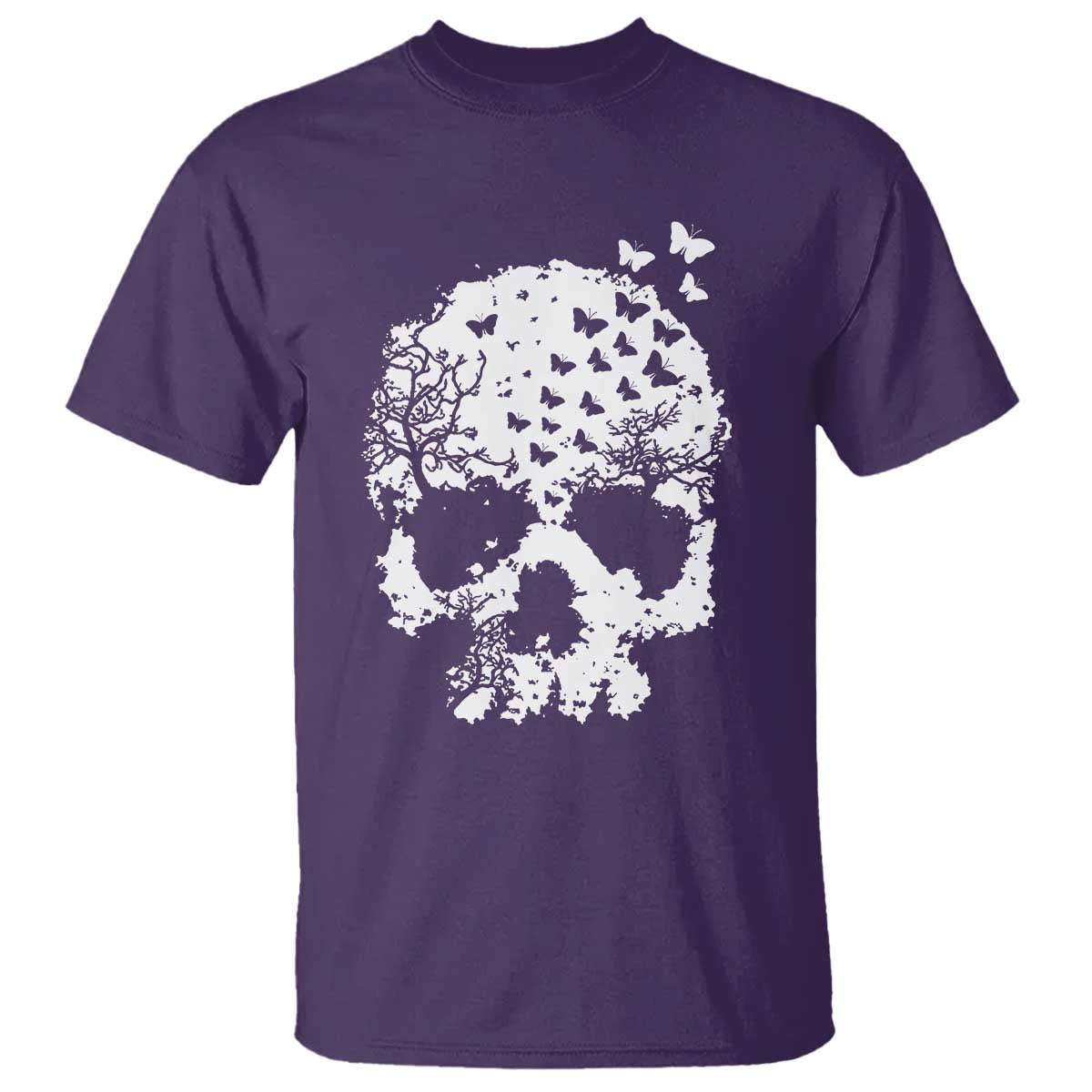 Dark Gothic Graphic Skull Floral Butterfly T Shirt TS12 Purple Print Your Wear