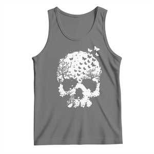 Dark Gothic Graphic Skull Floral Butterfly Tank Top TS12 Black Heather Print Your Wear
