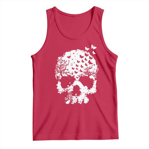 Dark Gothic Graphic Skull Floral Butterfly Tank Top TS12 Red Print Your Wear