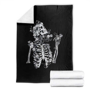 Gothic Grunge Floral Skeleton Throw Blanket Dark Alternative Aesthetic For Women TS12 Black Print Your Wear