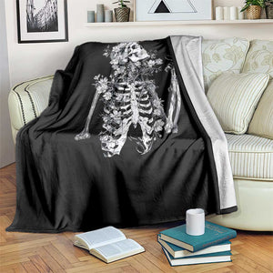 Gothic Grunge Floral Skeleton Throw Blanket Dark Alternative Aesthetic For Women TS12 Print Your Wear