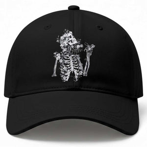 Gothic Grunge Floral Skeleton Baseball Cap Dark Alternative Aesthetic For Women TS12 Print Your Wear