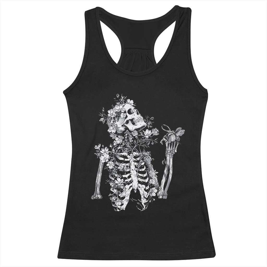 Gothic Grunge Floral Skeleton Racerback Tank Top Dark Alternative Aesthetic For Women TS12 Black Print Your Wear