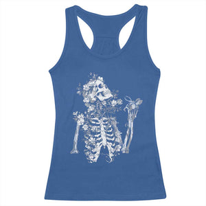 Gothic Grunge Floral Skeleton Racerback Tank Top Dark Alternative Aesthetic For Women TS12 Royal Blue Print Your Wear