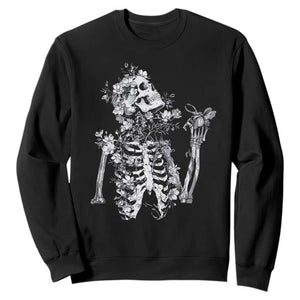 Gothic Grunge Floral Skeleton Sweatshirt Dark Alternative Aesthetic For Women TS12 Black Print Your Wear