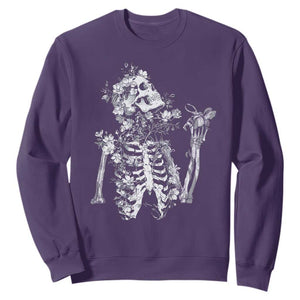 Gothic Grunge Floral Skeleton Sweatshirt Dark Alternative Aesthetic For Women TS12 Purple Print Your Wear